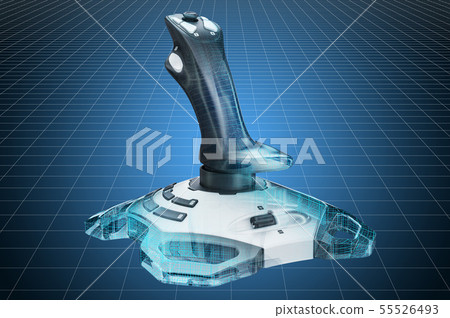 Visualization 3d cad model of joystick, blueprint. Visualization 3d cad model of joystick, blueprint. 55526493
