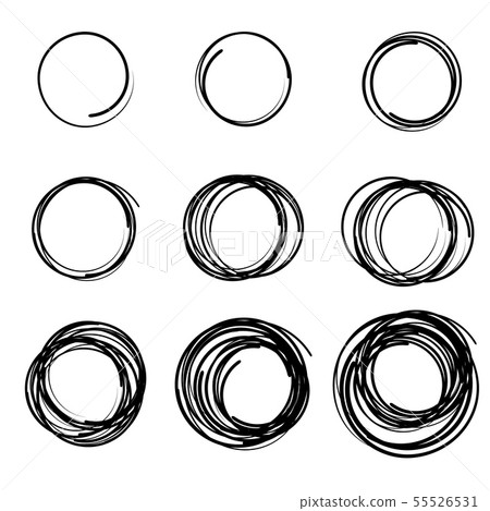 Hand drawn scribble circles set. Doodle circular Hand drawn scribble circles set. Doodle circular 55526531