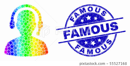 Vector Spectral Dotted Radio Operator Icon and Grunge Famous Stamp 55527168