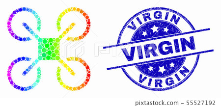 Vector Spectrum Dot Quadcopter Icon and Grunge Virgin Stamp Seal Vector Spectrum Dot Quadcopter Icon and Grunge Virgin Stamp Seal 55527192