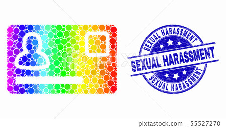 Vector Spectral Dot Personal Credit Card Icon and Grunge Sexual Harassment Stamp 55527270