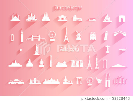 Travel Icon set of world architecture symbol with 55528443
