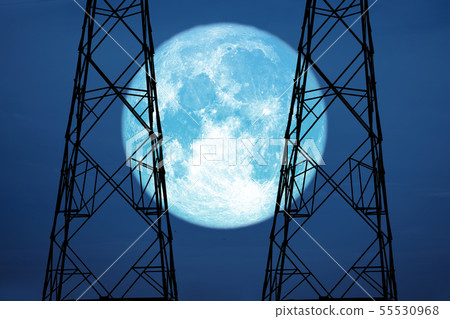 full harvest moon on sky and silhouette power full harvest moon on sky and silhouette power 55530968