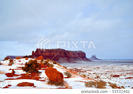 Snowy landscape Monument Valley 55531482