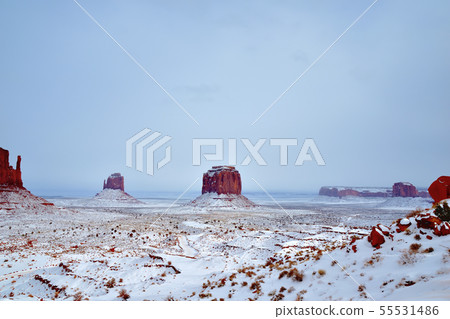 Snowy landscape Monument Valley Snowy landscape Monument Valley 55531486