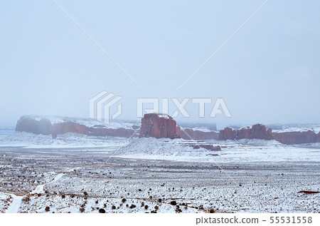 Snowy landscape Monument Valley Snowy landscape Monument Valley 55531558