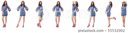 Collage of woman in fashion look isolated on white 55532002