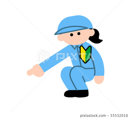 New worker woman pointing down (deformed color) New worker woman pointing down (deformed color) 55532018