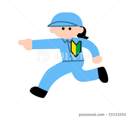 New worker woman pointing to the side (deformed color) New worker woman pointing to the side (deformed color) 55532050