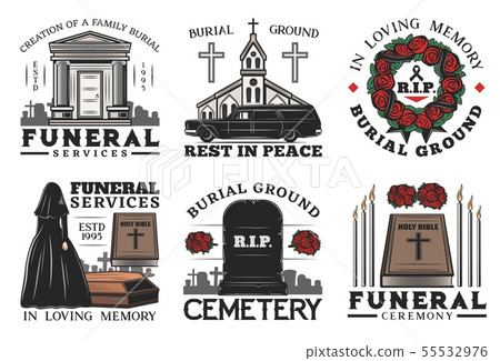 Funeral service, coffin, cemetery and tombstone 55532976