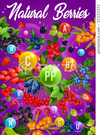 Berry vitamins in strawberry, blackberry, cherry Berry vitamins in strawberry, blackberry, cherry 55533372
