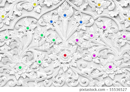 White stucco design of native thai style on the 55536527