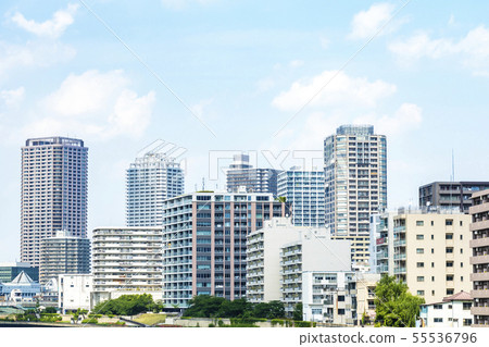 Cityscape with tower apartments Cityscape with tower apartments 55536796