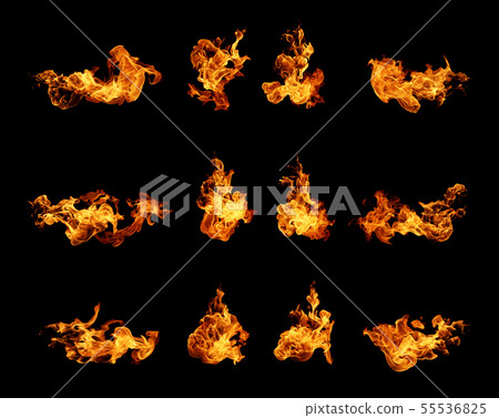 Fire flames collection isolated on black Fire flames collection isolated on black 55536825