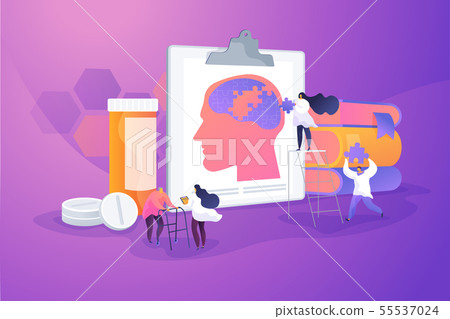 Alzheimer disease concept vector illustration Alzheimer disease concept vector illustration 55537024
