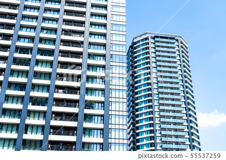 Tower apartment and blue sky Tower apartment and blue sky 55537259