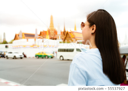 Woman travel to Grand palace Bangkok Thailand Woman travel to Grand palace Bangkok Thailand 55537927