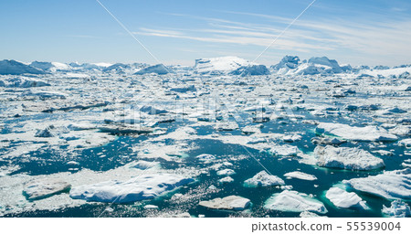 Iceberg and ice from glacier in arctic nature landscape on Greenland 55539004
