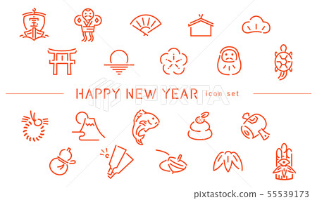 新年例證，象集合：新年的卡片 55539173