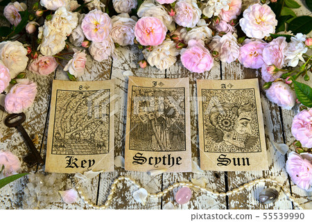 Still life with tarot cards, Lenormand oracle Still life with tarot cards, Lenormand oracle 55539990