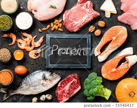 Protein sources concept, top view or flat lay 55540437