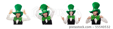 Man with big green bow tie in funny concept Man with big green bow tie in funny concept 55540532