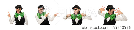 Man with big green bow tie in funny concept 55540536