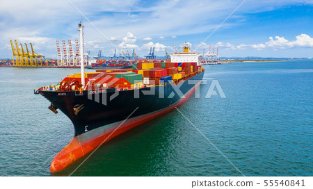 Container ship carrying container in import export 55540841