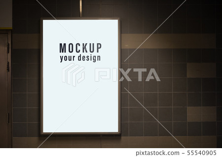 Mock up of light box in a city on the wall for Mock up of light box in a city on the wall for 55540905