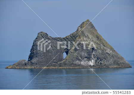 Take a picture of the summer landscape of the window rock at the riverbank in the west of Shinjuku-mura, Hokkaido 55541283