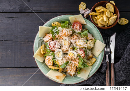 Food banner. Caesar salad with quail egg 55541437