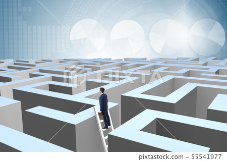 Businessman trying to escape from maze 55541977