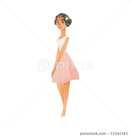 Bridesmaid on wedding ceremony, isolated vector illustration on white background. 55542165