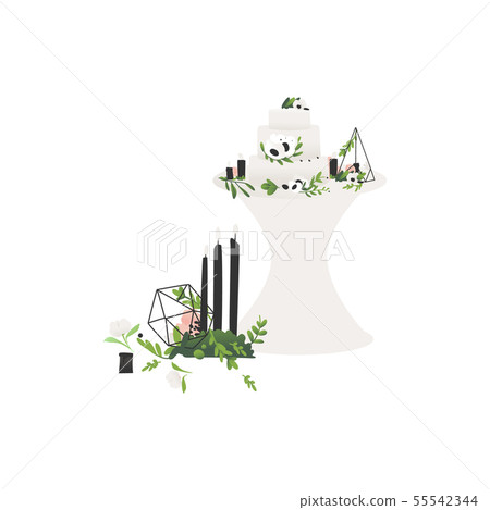 Vector wedding ceremony flat symbols icon set 55542344