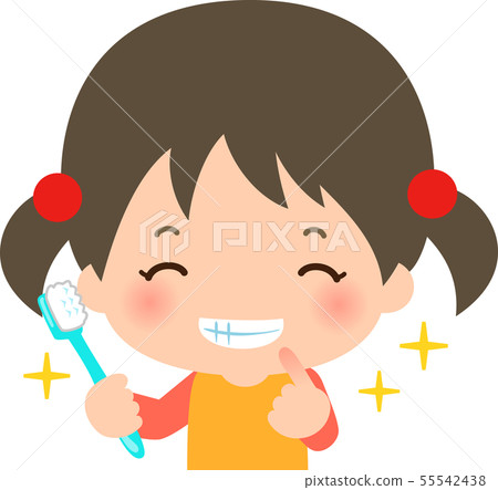 Pretty girl with toothbrush - Stock Illustration [55542438] - PIXTA