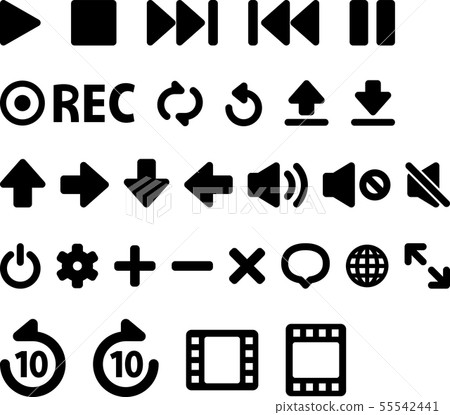 視頻和音頻操作按鈕圖標集 55542441
