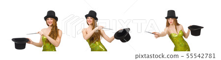 Magician woman isolated on white 55542781