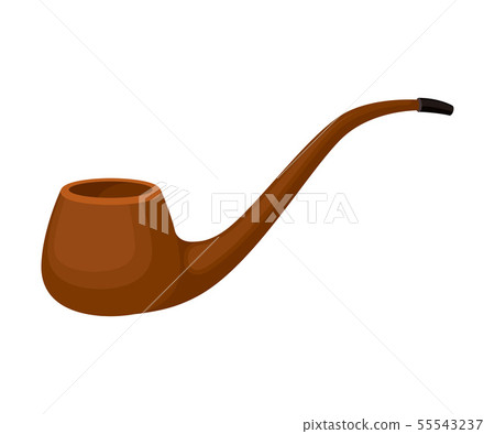 Solid wooden smoking pipe. Vector illustration on white background. Solid wooden smoking pipe. Vector illustration on white background. 55543237