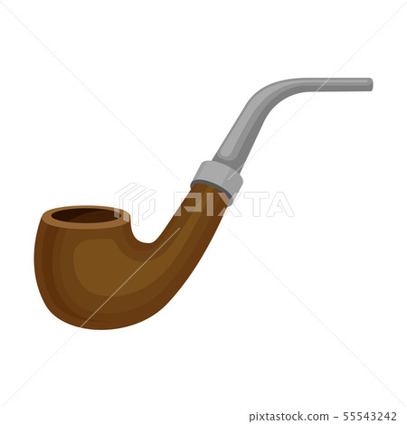Wooden smoking pipe with a rounded bowl. Vector illustration on white background. 55543242