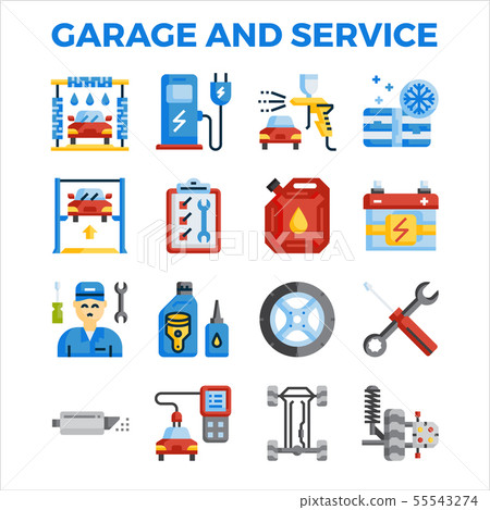 Automotive garage and service flat icon Automotive garage and service flat icon 55543274