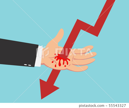 Businessman and falling graph Businessman and falling graph 55543327