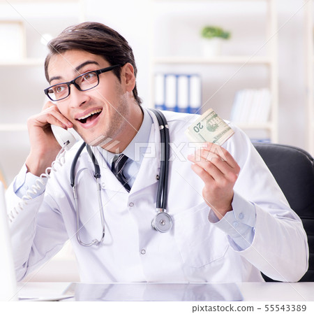 Doctor in corruption concept with being offered bribe Doctor in corruption concept with being offered bribe 55543389