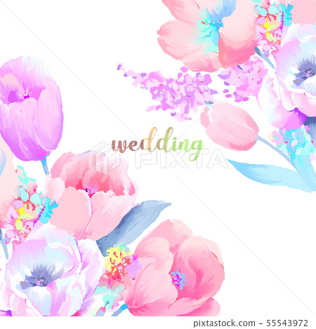 Beautiful elegant watercolor rose and peony flower illustration 55543972