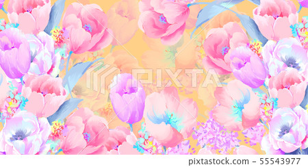 Beautiful elegant watercolor rose and peony flower illustration 55543977