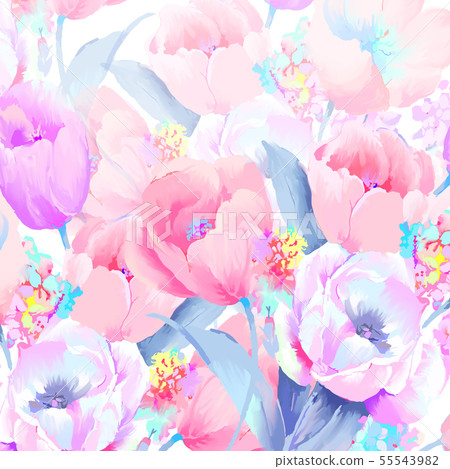 Beautiful elegant watercolor rose and peony flower illustration 55543982