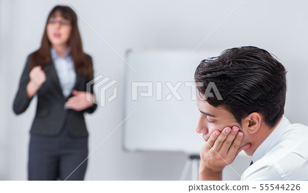 Business presentation in the office with man and woman Business presentation in the office with man and woman 55544226