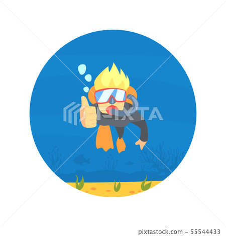 Scuba Diver in Swimming Suit, Flippers and Mask Swimming, Man Showing Thumbs Up, Underwater Sport Scuba Diver in Swimming Suit, Flippers and Mask Swimming, Man Showing Thumbs Up, Underwater Sport 55544433