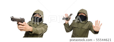 Masked man in criminal concept on white 55544621