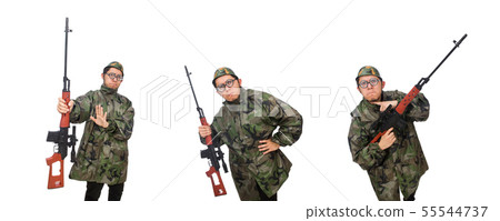 Military man with a gun isolated on white Military man with a gun isolated on white 55544737