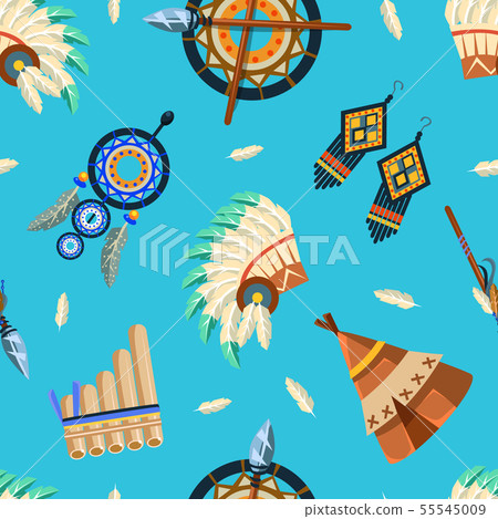 American Indians Seamless Pattern, Tribal, Aztec Design Element Can Be Used for Wallpaper, Packaging American Indians Seamless Pattern, Tribal, Aztec Design Element Can Be Used for Wallpaper, Packaging 55545009